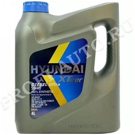 Масло HYUNDAI XTeer Diesel Ultra 5w40 SN/CF, A3/B4, C3, BMW LL-04 4л синт.